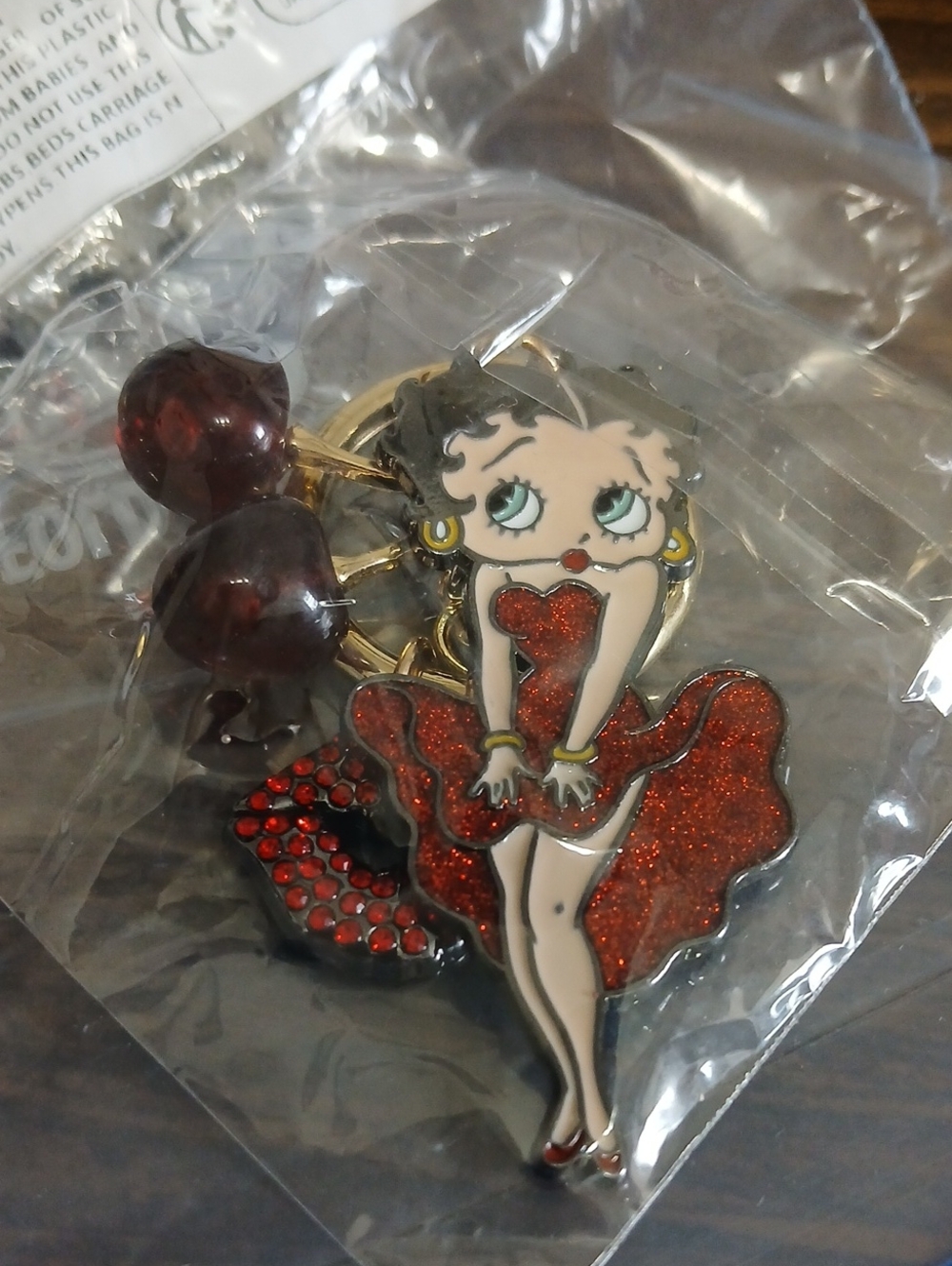 Betty Boop Red Glitter Dress Charm Keychain